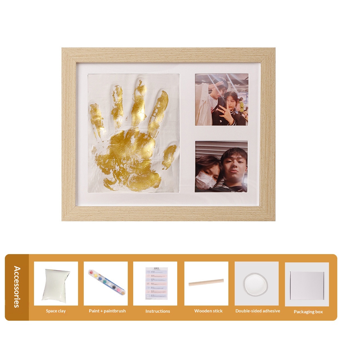 Handmade Pet And Baby Handprintfootprint Ink Pad Clay Memorial Photo Frame