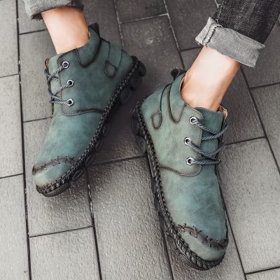 New Mid-top Men's Zipper Martin Boots Wear-resistant And Breathable