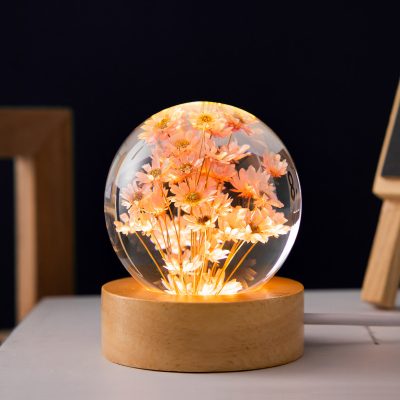 Dandelion Luminous Crystal Ball Wooden Music Box