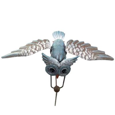Cross-border Independent New Outdoor Iron Simulation Owl Windmill Art Decoration Garden Pile Plug Decoration Crafts