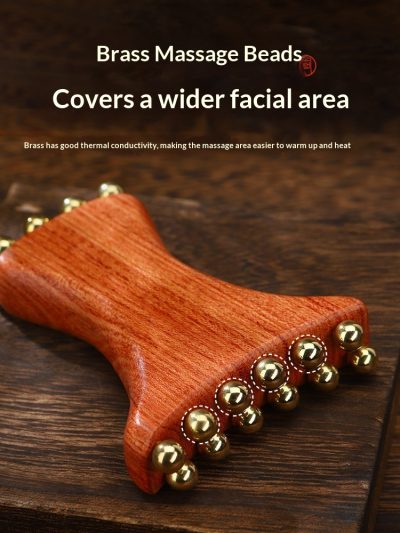 Brass Gold Bead Facial Fascia Lifting Tool For Nasolabial Folds, Apple Cheeks, Jawline, And Facial Beauty Massage