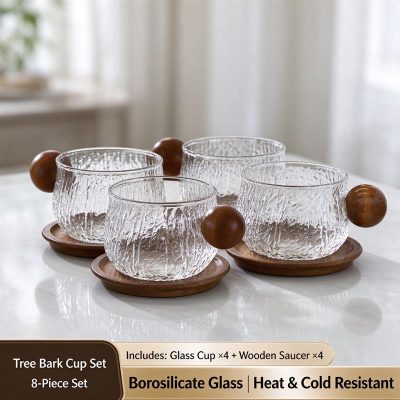 Glass Coffee Cup And Saucer Set With Ball Handle, Latte Art Mug For Iced Americano Espresso, Aesthetic Home Barista Gift For Women