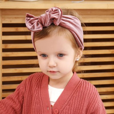Baby Lace-up Gold Velvet Fat Bow Hair Band