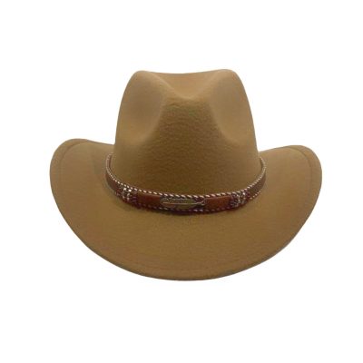 Curling Cowboy Hat Men's And Women's Leaf Belt Fur Felt Hat