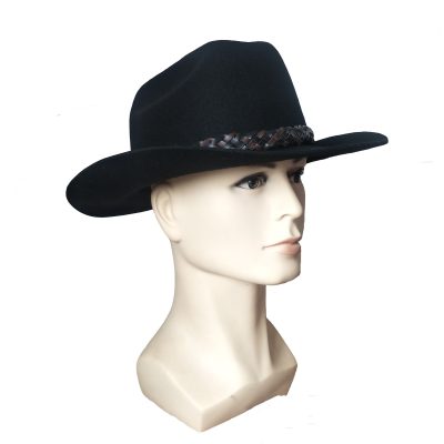 Wool Western Cowboy Hat Belt Top Hat Jazz Felt Cap