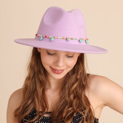 Western Cowboy Hat Woolen Cow Head Purple Women's Fedora Hat