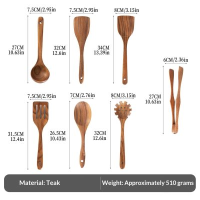 Teak Wooden Spatula Set Non-stick Cookware For Home Use
